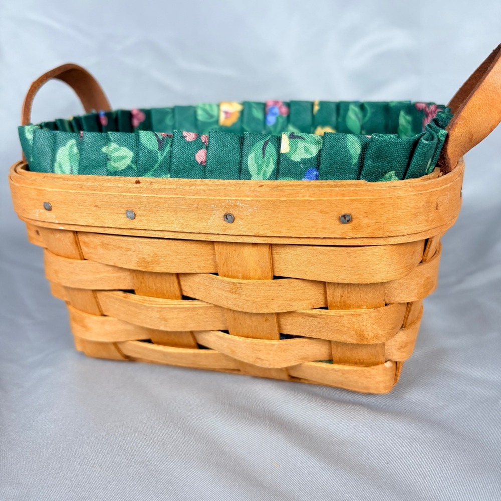 Longaberger 1996 Horizon of Hope Basket Green Floral Liner Plastic Protector